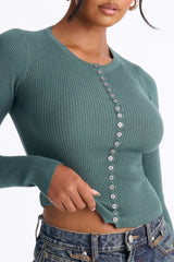 Women's Viscose Cardigan — Long Sleeve, Crew Neck | Yvezi — 8