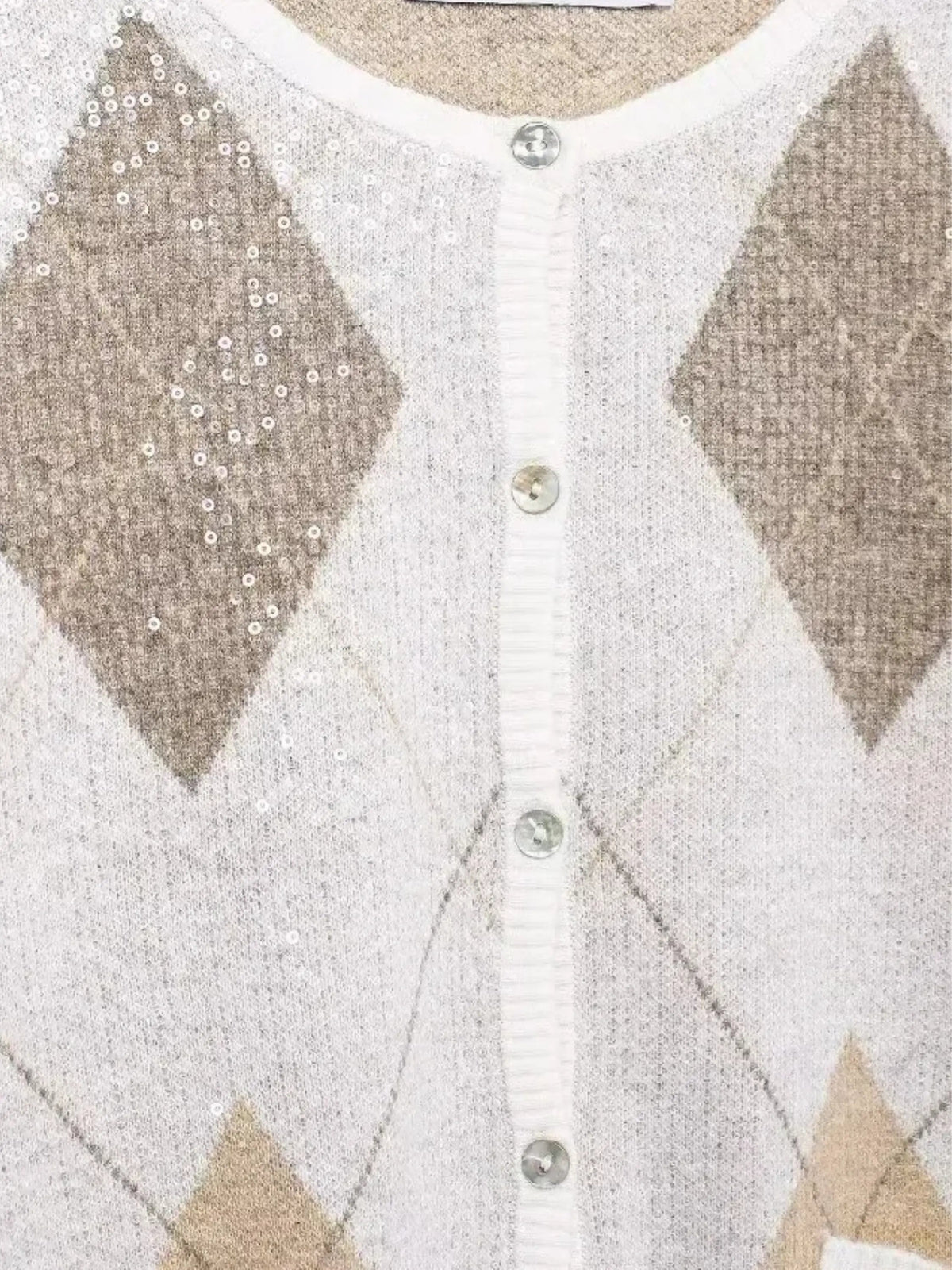 Women's Cropped Argyle Knit Cardigan — view 3