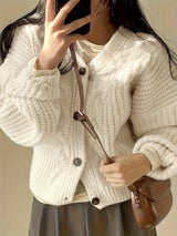 Fern | Women's Cable-Knit Button-Front Chunky Cardigan — view 4