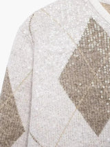 Women's Cropped Argyle Knit Cardigan — view 4