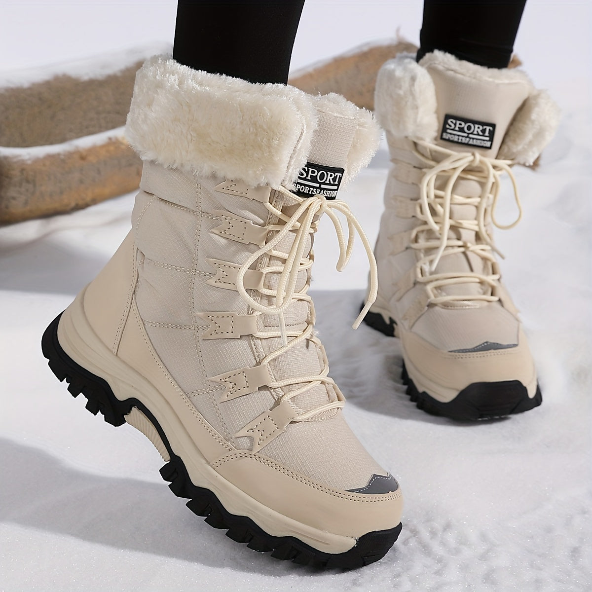 Karina | Women's Fleece-Lined Snow Boots with Faux Fur Cuff & Grip Sole — view 3