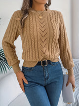 Lowri | Women's Textured Openwork Crew Neck Knit Jumper — view 5
