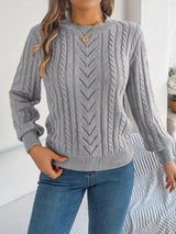 Lowri | Women's Textured Openwork Crew Neck Knit Jumper — view 13