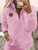 Wren | Women's Relaxed Half-Zip Textured Pullover — view 2