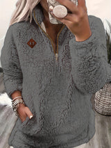 Wren | Women's Relaxed Half-Zip Textured Pullover — view 4
