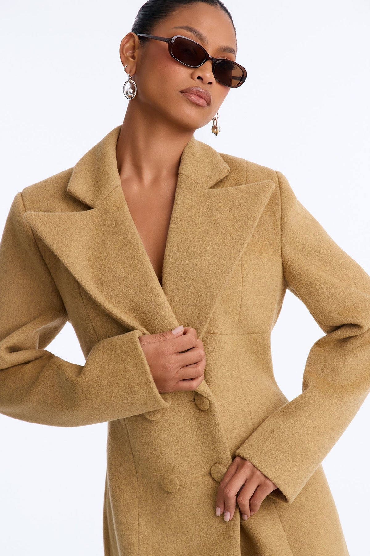 Women's Double-Breasted Wool Blend Coat | Yvezi — 3