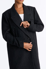 Women's Pinstripe Double-Breasted Coat | Yvezi — 3