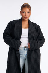 Women's Pinstripe Double-Breasted Coat | Yvezi — 6