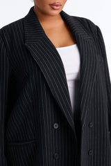 Women's Pinstripe Double-Breasted Coat | Yvezi — 7