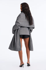 Women's Double-Breasted Belted Coat — Long Sleeve, Oversized | Yvezi — 4