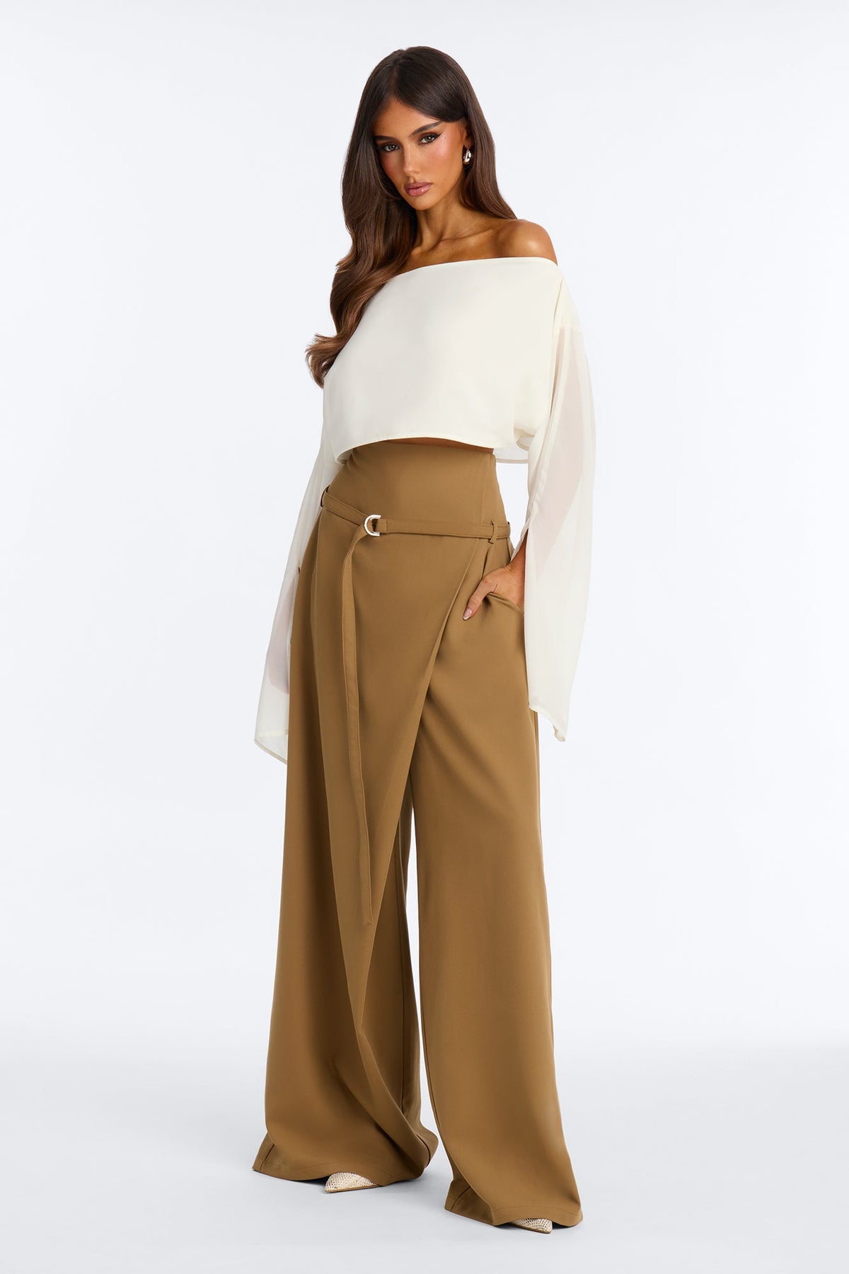 Women's Belted High-Waisted Pants — Wide Leg | Yvezi — 1