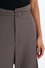 Women's Belted Pleated Pants — Wide Leg | Yvezi — 5