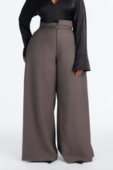 Women's Belted Pleated Pants — Wide Leg | Yvezi — 7