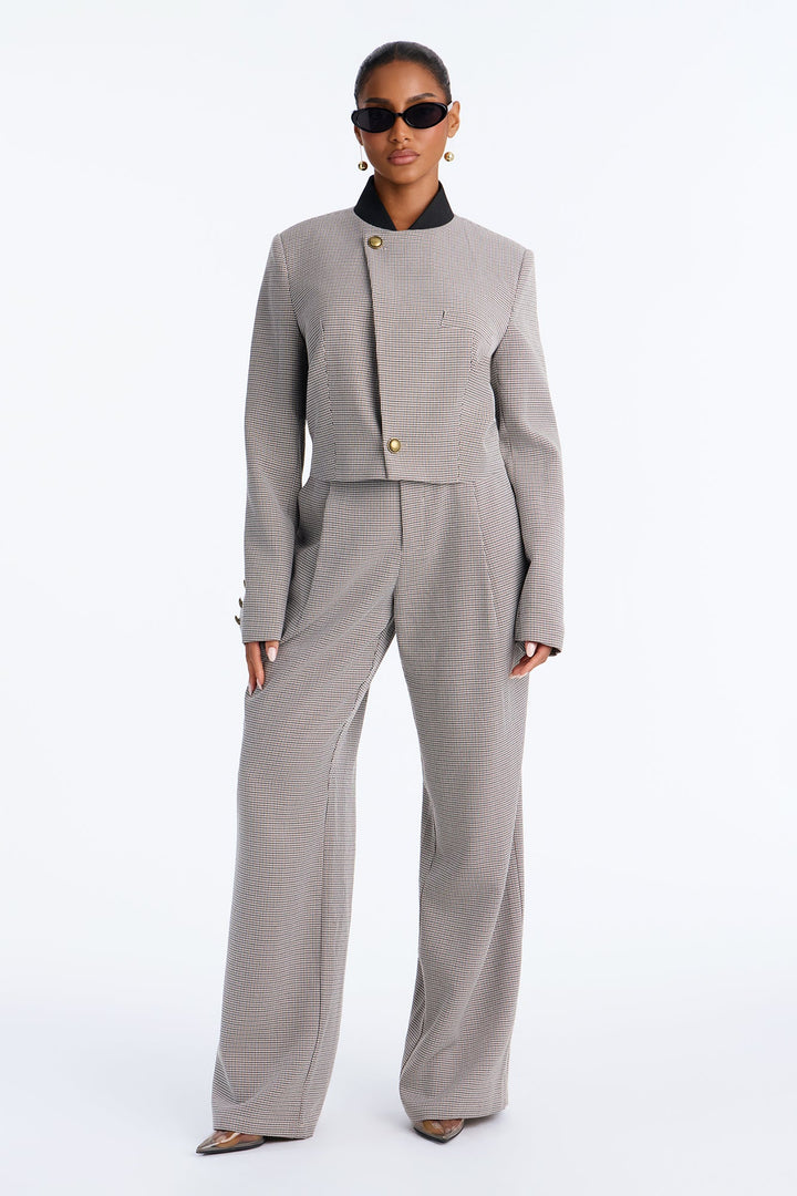 Women's Houndstooth Pants — Wide Leg | Yvezi — 1