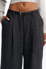 Women's Tweed Belted Pants — Wide Leg | Yvezi — 3