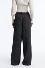 Women's Tweed Belted Pants — Wide Leg | Yvezi — 4