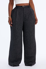 Women's Tweed Belted Pants — Wide Leg | Yvezi — 6