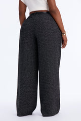 Women's Tweed Belted Pants — Wide Leg | Yvezi — 8