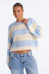 Women's Striped Knit Sweater — Crew Neck | Yvezi — 1