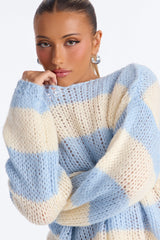 Women's Striped Knit Sweater — Crew Neck | Yvezi — 3