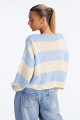 Women's Striped Knit Sweater — Crew Neck | Yvezi — 4