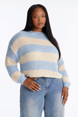 Women's Striped Knit Sweater — Crew Neck | Yvezi — 5