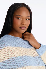 Women's Striped Knit Sweater — Crew Neck | Yvezi — 8