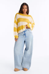 Women's Striped Knit Sweater — Crew Neck | Yvezi — 10
