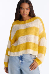Women's Striped Knit Sweater — Crew Neck | Yvezi — 11