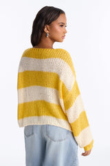 Women's Striped Knit Sweater — Crew Neck | Yvezi — 12