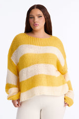 Women's Striped Knit Sweater — Crew Neck | Yvezi — 13