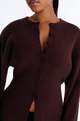 Women's Knit Cardigan — Long Sleeve, Crew Neck | Yvezi — 3