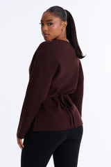 Women's Knit Cardigan — Long Sleeve, Crew Neck | Yvezi — 4