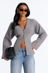 Women's Knit Sweater — Long Sleeve, V Neck | Yvezi — 5