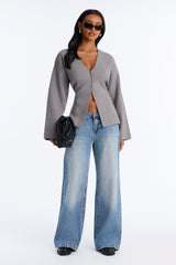Women's Knit Sweater — Long Sleeve, V Neck | Yvezi — 6