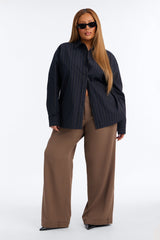 Women's Striped Oversized Cotton Shirt — Long Sleeve | Yvezi — 5