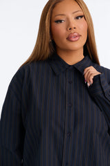 Women's Striped Oversized Cotton Shirt — Long Sleeve | Yvezi — 6