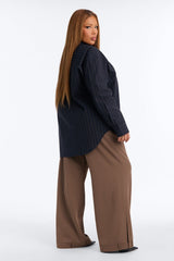 Women's Striped Oversized Cotton Shirt — Long Sleeve | Yvezi — 7