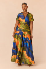 Women's Maxi Dress — Short Sleeve, Collared | Yvezi — 5