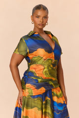 Women's Maxi Dress — Short Sleeve, Collared | Yvezi — 6