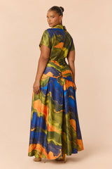 Women's Maxi Dress — Short Sleeve, Collared | Yvezi — 8