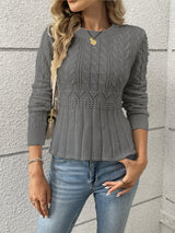 Genevieve | Cable Knit Jumper with Pointelle Waist Detail — view 5