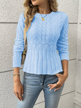 Genevieve | Cable Knit Jumper with Pointelle Waist Detail — view 7