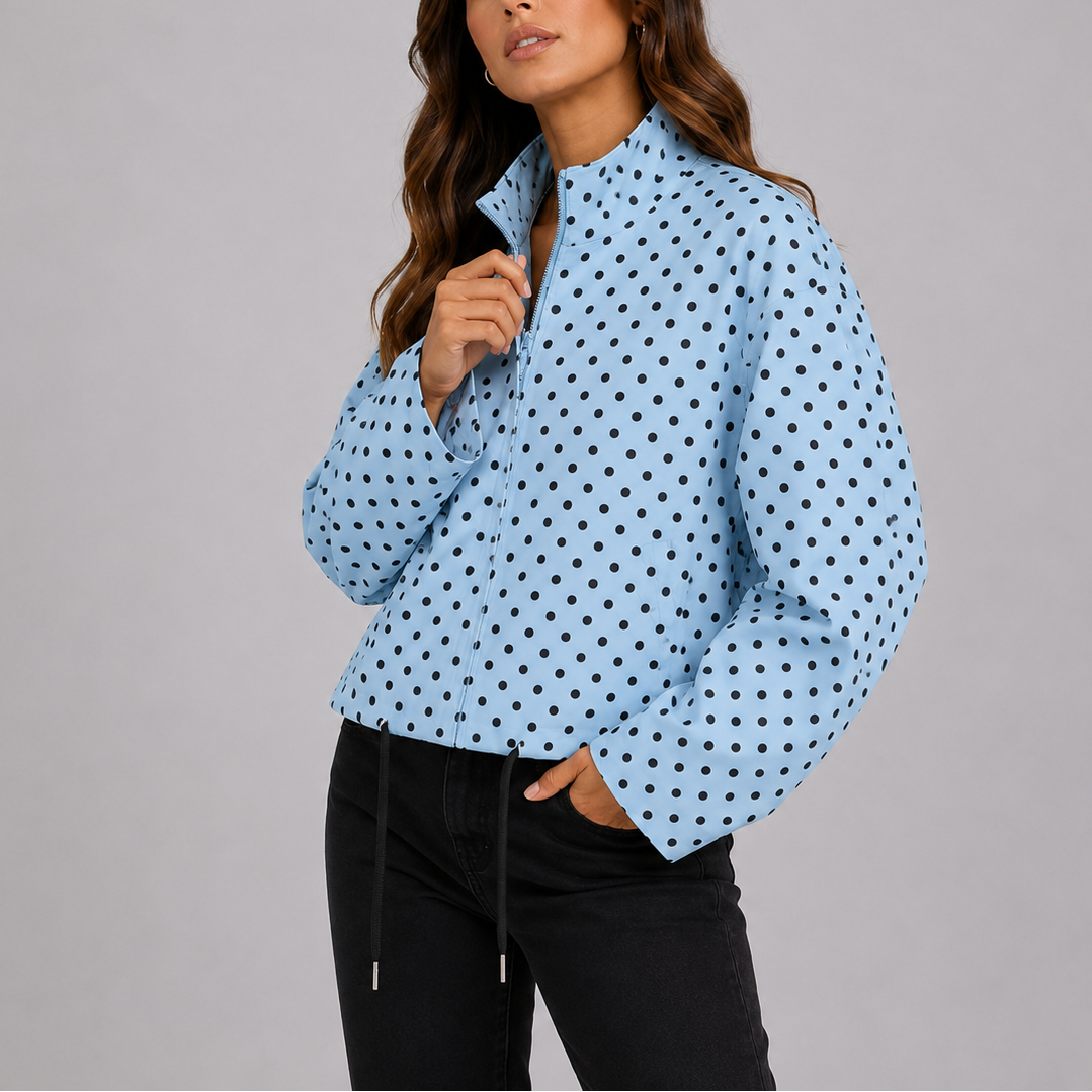 Nola | Women's Lightweight Polka Dot Bomber Jacket — view 2