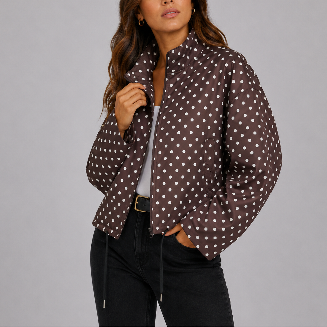 Nola | Women's Lightweight Polka Dot Bomber Jacket — view 3