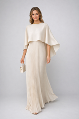 Cecilia | Women's High-Neck Pleated Chiffon Party Maxi Dress — view 1