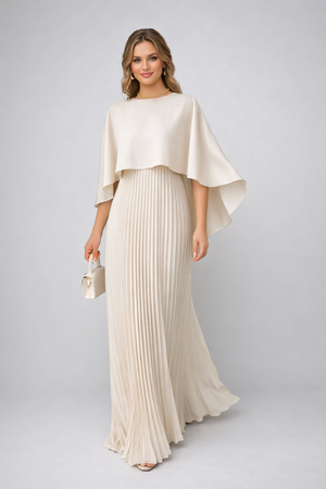 Cecilia | Women's High-Neck Pleated Chiffon Party Maxi Dress — view 1