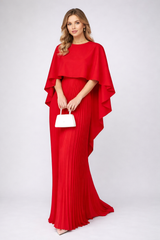 Cecilia | Women's High-Neck Pleated Chiffon Party Maxi Dress — view 3
