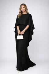 Cecilia | Women's High-Neck Pleated Chiffon Party Maxi Dress — view 2