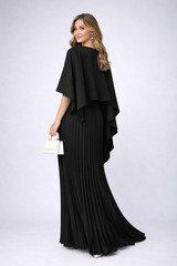 Cecilia | Women's High-Neck Pleated Chiffon Party Maxi Dress — view 5